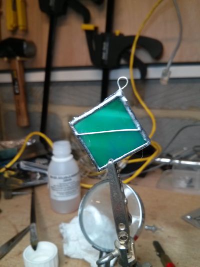 Stained glass green pendant