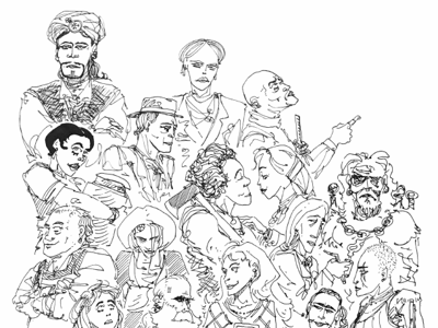 Some of the cast, in Luka's line art