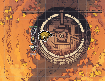 A tactical map of a mill with a giant toad inside
