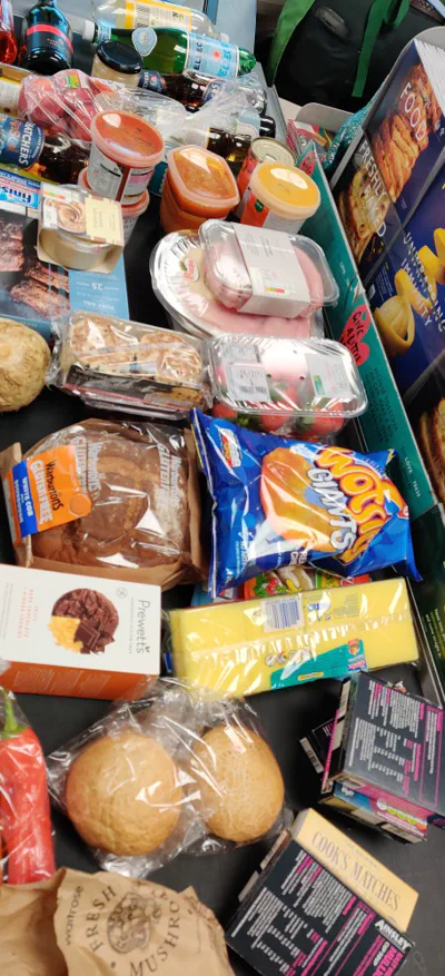 food on a supermarket checkout belt